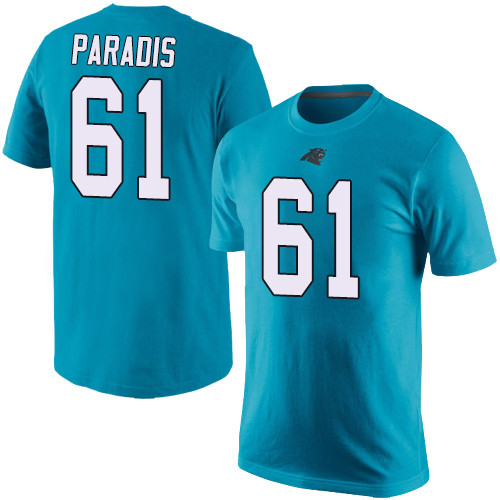 Carolina Panthers Men Blue Matt Paradis Rush Pride Name and Number NFL Football #61 T Shirt
